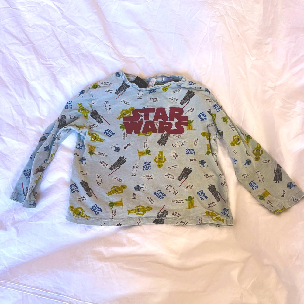 Star wars Zara kids long sleeve blue graphic tshirt baby boys cotton 18 months